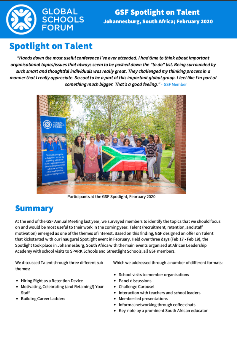 GSF Spotlight on Talent 