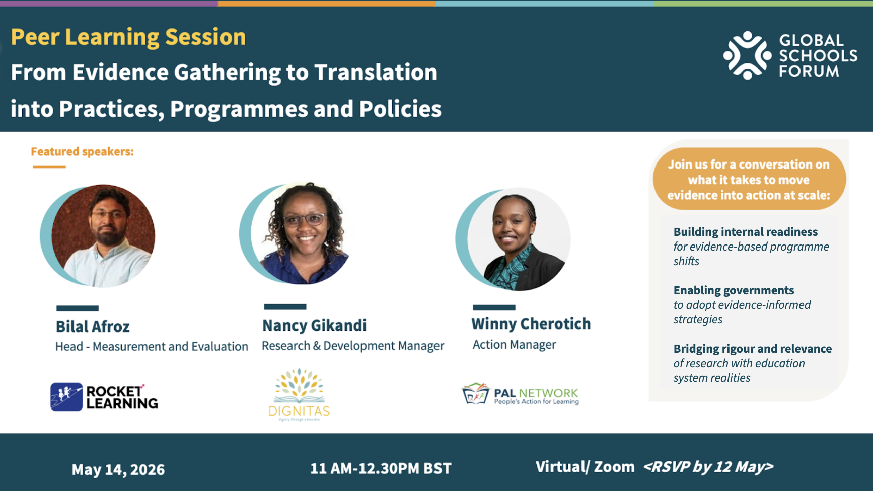 From evidence gathering to translation into practice: Peer Learning with Dignitas, PAL Network and Rocket Learning 